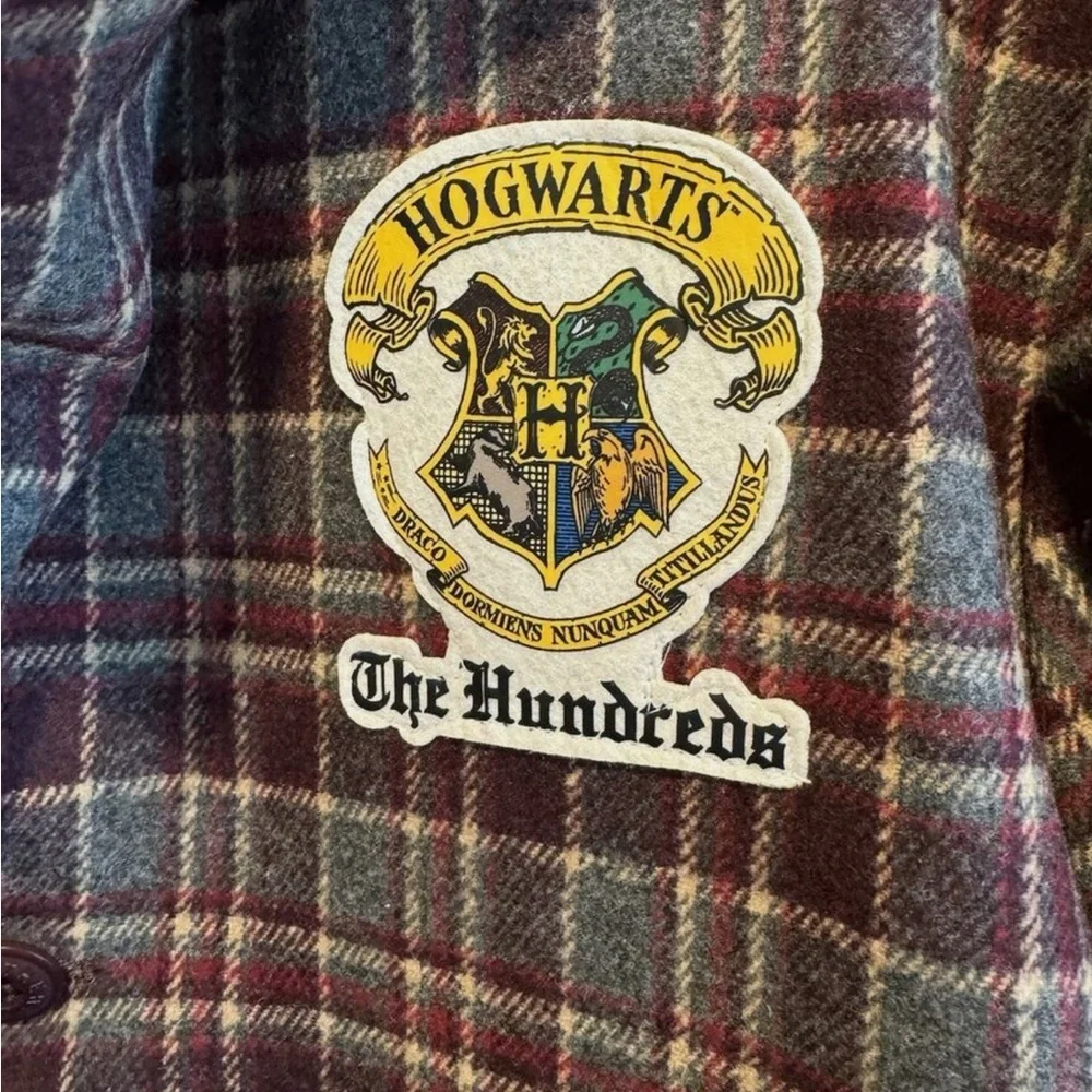 The Hundreds Harry Potter Gryffindor Plaid Wool Blend Coat Jacket Mens